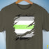 Agender Pride Flag Ripped Reveal Premium Unisex T-Shirt - Army